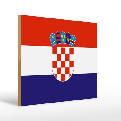 Holzschild Flagge Kroatiens 40x30cm Flag of Croatia Deko Schild