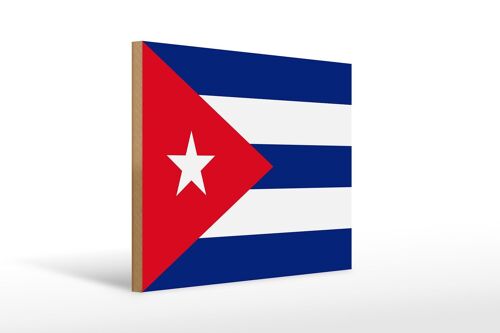 Holzschild Flagge Kubas 40x30cm Flag of Cuba Deko Schild