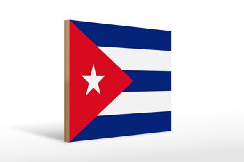 Panneau en bois drapeau de Cuba 40x30cm Drapeau de Cuba panneau décoratif 1