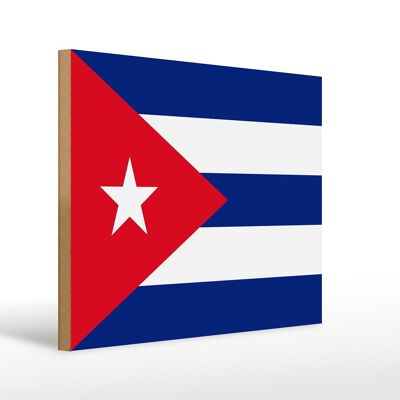 Holzschild Flagge Kubas 40x30cm Flag of Cuba Deko Schild