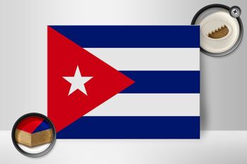 Panneau en bois drapeau de Cuba 40x30cm Drapeau de Cuba panneau décoratif 2