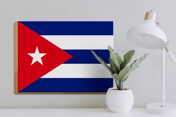 Panneau en bois drapeau de Cuba 40x30cm Drapeau de Cuba panneau décoratif 3