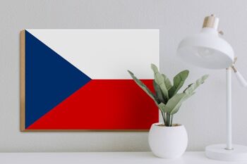 Panneau en bois drapeau de la République tchèque 40x30cm Drapeau signe de la République tchèque 3