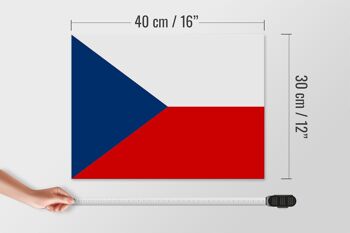 Panneau en bois drapeau de la République tchèque 40x30cm Drapeau signe de la République tchèque 4