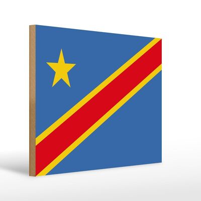 Holzschild Flagge DR Kongo 40x30cm Flag democratic Congo Schild
