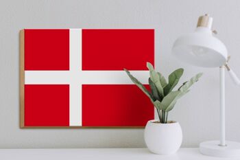 Panneau en bois drapeau du Danemark 40x30cm Panneau décoratif drapeau du Danemark 3