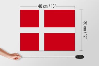 Panneau en bois drapeau du Danemark 40x30cm Panneau décoratif drapeau du Danemark 4