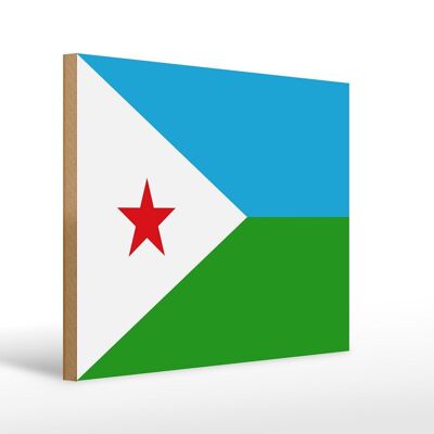 Panneau en bois drapeau de Djibouti 40x30cm Panneau décoratif drapeau de Djibouti