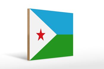 Panneau en bois drapeau de Djibouti 40x30cm Panneau décoratif drapeau de Djibouti 1