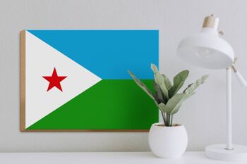 Panneau en bois drapeau de Djibouti 40x30cm Panneau décoratif drapeau de Djibouti 3