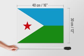 Panneau en bois drapeau de Djibouti 40x30cm Panneau décoratif drapeau de Djibouti 4