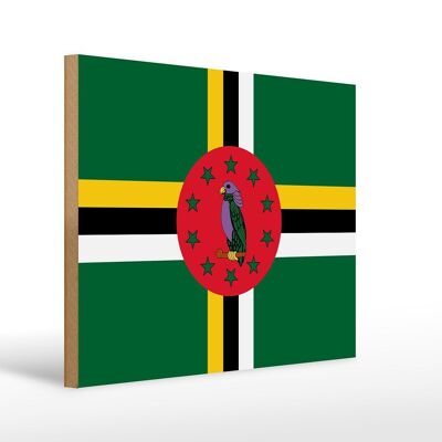 Holzschild Flagge Dominicas 40x30cm Flag of Dominica Deko Schild