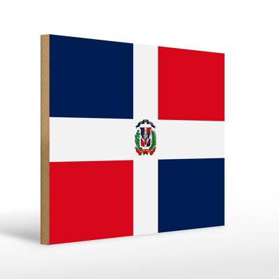 Panneau en bois drapeau République dominicaine 40x30cm, panneau décoratif