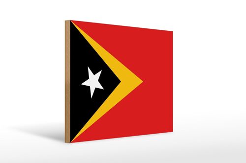 Holzschild Flagge Osttimors 40x30cm Flag of East Timor Deko Schild
