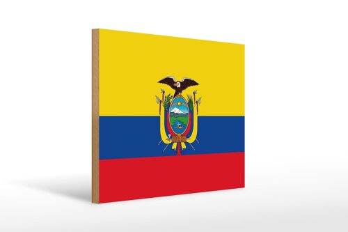 Holzschild Flagge Ecuadors 40x30cm Flag of Ecuador Holz Deko Schild