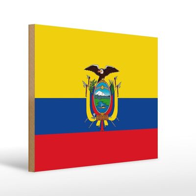 Holzschild Flagge Ecuadors 40x30cm Flag of Ecuador Holz Deko Schild