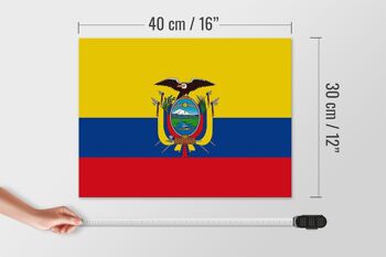 Panneau en bois drapeau de l'Équateur 40x30cm Drapeau de l'Équateur panneau décoratif en bois 4
