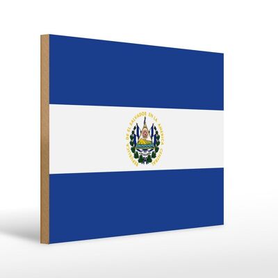 Letrero de madera Bandera de El Salvador 40x30cm Letrero Bandera de El Salvador