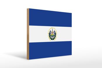 Panneau en bois drapeau du Salvador 40x30cm Panneau drapeau du Salvador 1