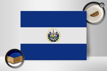 Panneau en bois drapeau du Salvador 40x30cm Panneau drapeau du Salvador 2