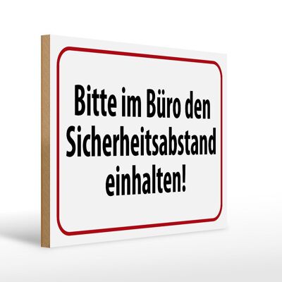 Holzschild Hinweis 40x30cm im Büro Sicherheitsabstand Deko Schild