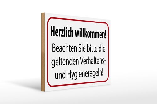 Holzschild Hinweis 40x30cm Verhaltens- und Hygienenregeln Schild