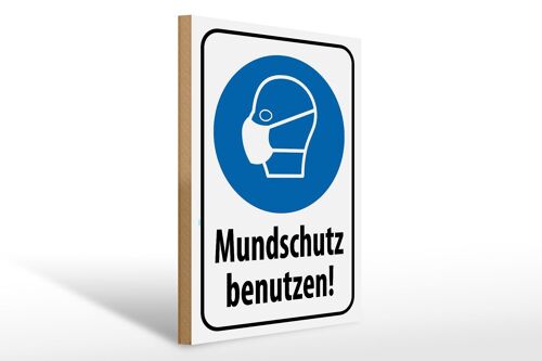 Holzschild Hinweis 30x40cm Mundschutz benutzen Maske Deko Schild