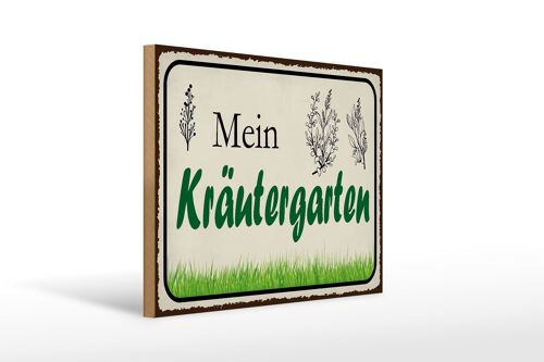Holzschild Spruch 40x30cm mein Kräutergarten Garten Deko Schild