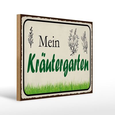 Holzschild Spruch 40x30cm mein Kräutergarten Garten Deko Schild