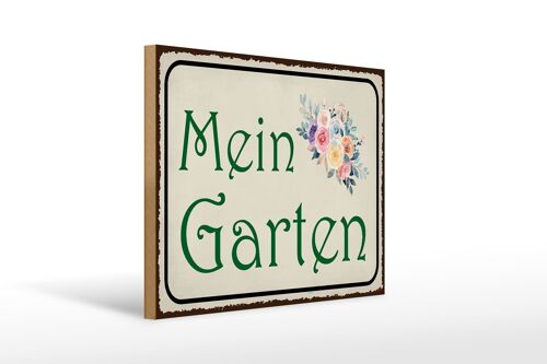 Holzschild Spruch 40x30cm mein Garten Holz Deko Schild
