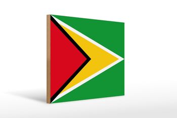 Panneau en bois drapeau de la Guyane 40x30cm Panneau drapeau de la Guyane 1