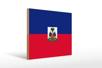 Panneau en bois drapeau d'Haïti 40x30cm Panneau décoratif drapeau d'Haïti 1