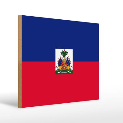 Holzschild Flagge Haitis 40x30cm Flag of Haiti Deko Schild