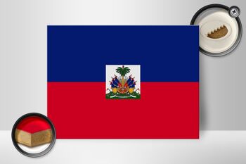 Panneau en bois drapeau d'Haïti 40x30cm Panneau décoratif drapeau d'Haïti 2