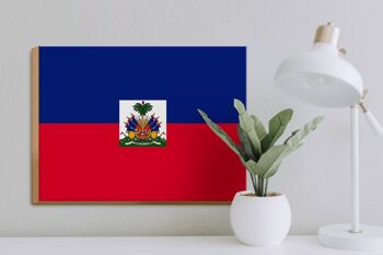 Panneau en bois drapeau d'Haïti 40x30cm Panneau décoratif drapeau d'Haïti 3