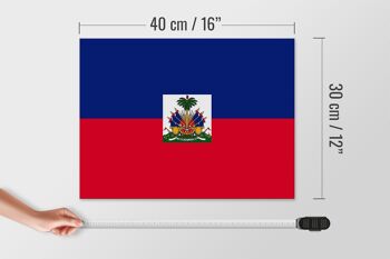 Panneau en bois drapeau d'Haïti 40x30cm Panneau décoratif drapeau d'Haïti 4