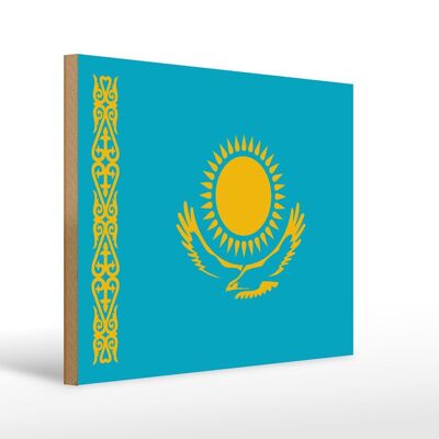 Holzschild Flagge Kasachstans 40x30cm Flag of Kazakhstan Schild