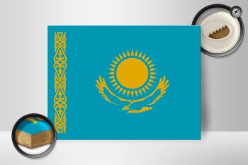 Panneau en bois drapeau du Kazakhstan 40x30cm Panneau drapeau du Kazakhstan 2