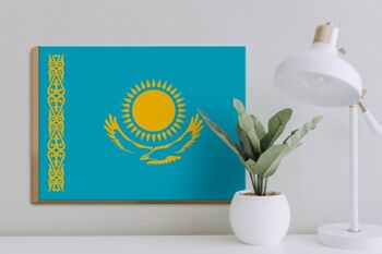 Panneau en bois drapeau du Kazakhstan 40x30cm Panneau drapeau du Kazakhstan 3