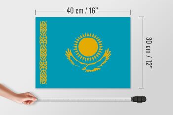 Panneau en bois drapeau du Kazakhstan 40x30cm Panneau drapeau du Kazakhstan 4