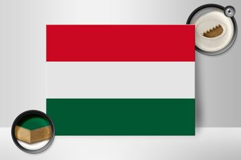 Panneau en bois drapeau de la Hongrie 40x30cm Drapeau de la Hongrie panneau décoratif en bois 2
