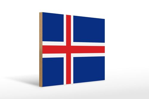 Holzschild Flagge Islands 40x30cm Flag of Iceland Schild