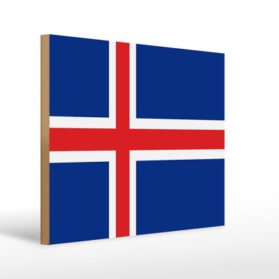 Letrero de madera Bandera de Islandia 40x30cm Letrero Bandera de Islandia