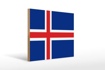 Panneau en bois drapeau de l'Islande 40x30cm Panneau drapeau de l'Islande 1