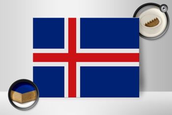 Panneau en bois drapeau de l'Islande 40x30cm Panneau drapeau de l'Islande 2