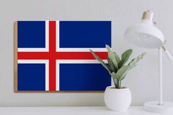 Panneau en bois drapeau de l'Islande 40x30cm Panneau drapeau de l'Islande 3