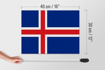 Panneau en bois drapeau de l'Islande 40x30cm Panneau drapeau de l'Islande 4