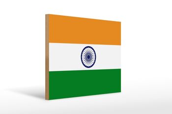 Panneau en bois drapeau de l'Inde 40x30cm Panneau drapeau de l'Inde 1