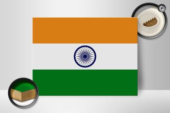 Panneau en bois drapeau de l'Inde 40x30cm Panneau drapeau de l'Inde 2