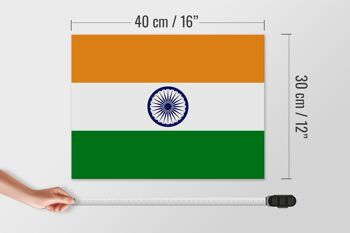Panneau en bois drapeau de l'Inde 40x30cm Panneau drapeau de l'Inde 4